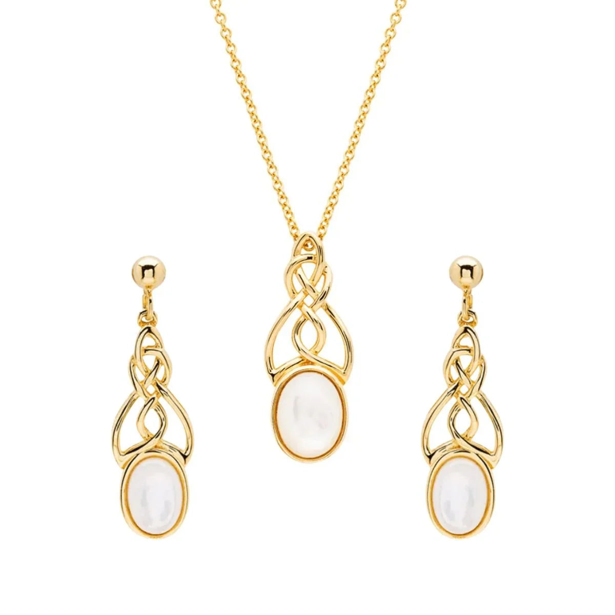 14k Gold Vermeil Mother of Pearl Celtic Knot Necklace