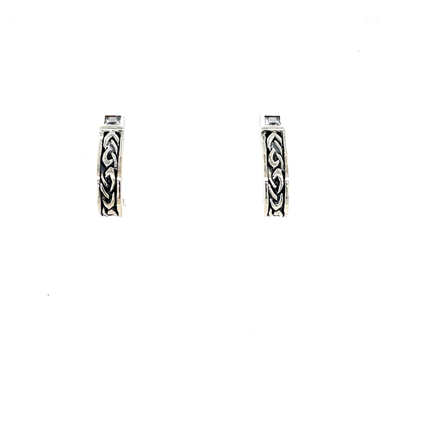 Anu Sterling Silver Celtic Huggie CZ Earrings