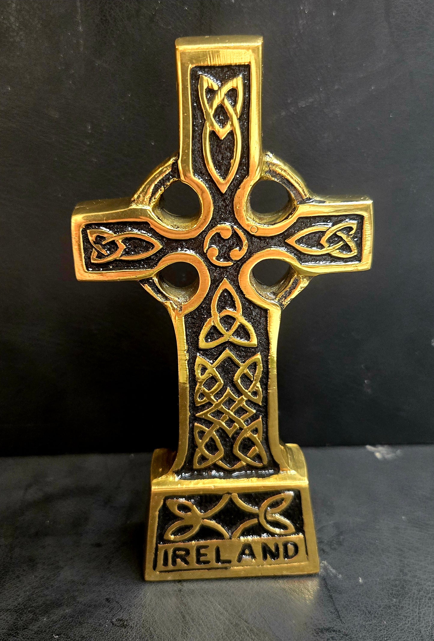 Celtic Cross Standing Ireland-Brass Black