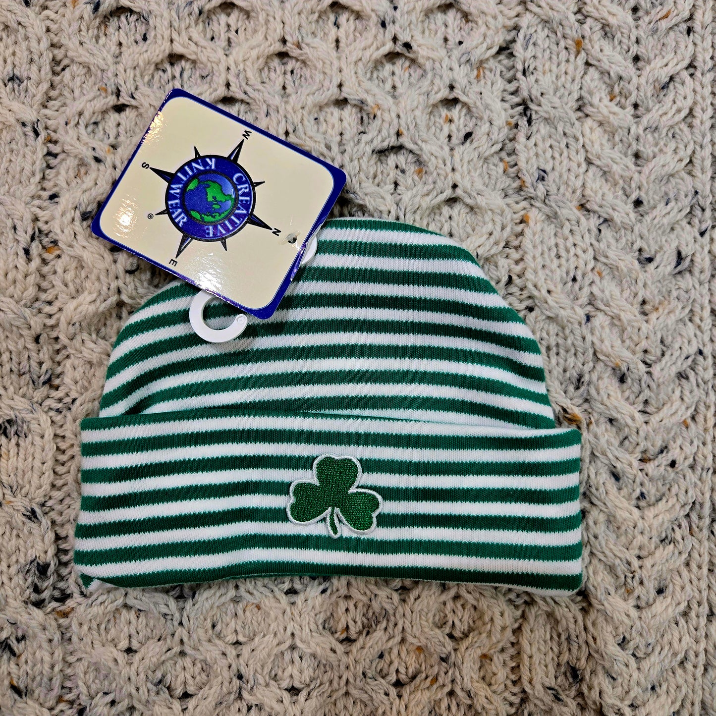 Creative Knitwear Striped Shamrock Baby Cap