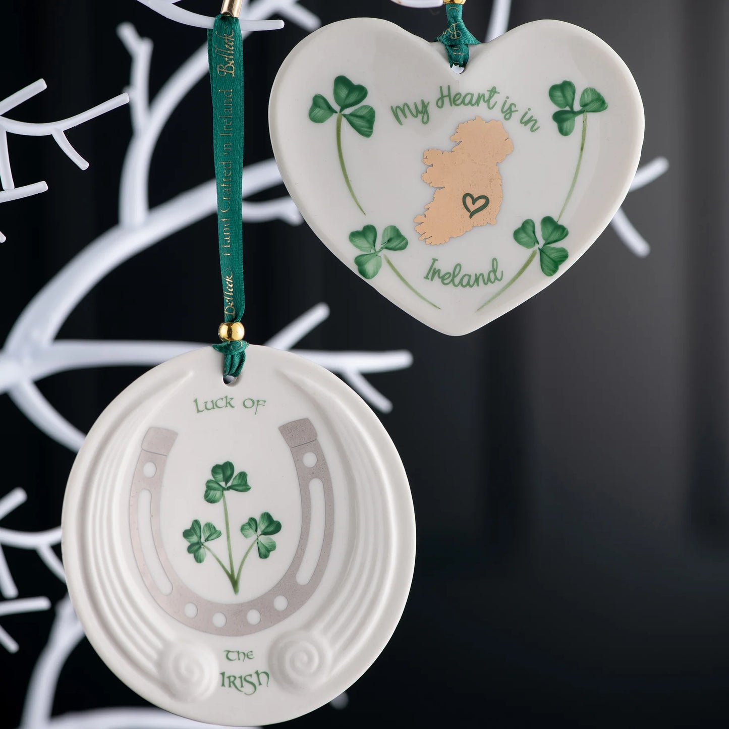 Belleek Classic My Heart is in Ireland Ornament