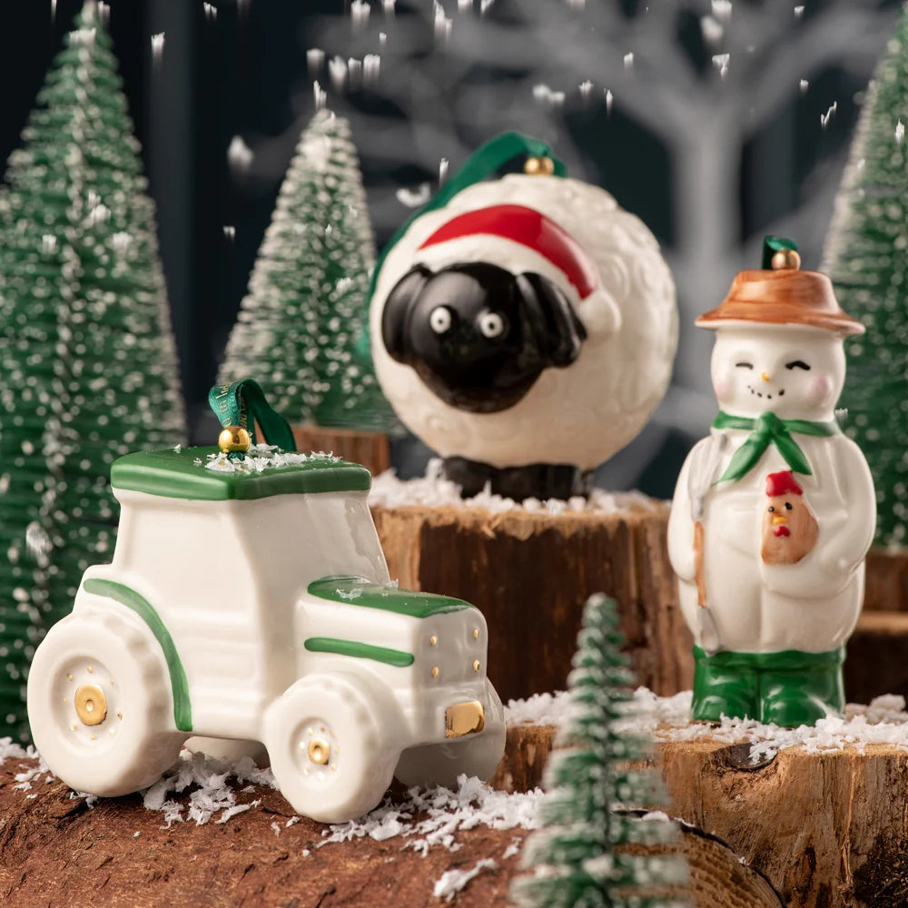 Belleek Farmer Snowman Ornament