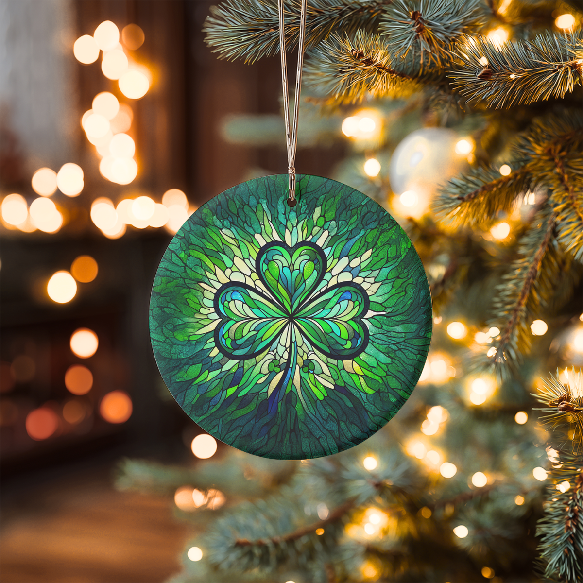 Irish Shamrock Ceramic Christmas Ornament | Celtic