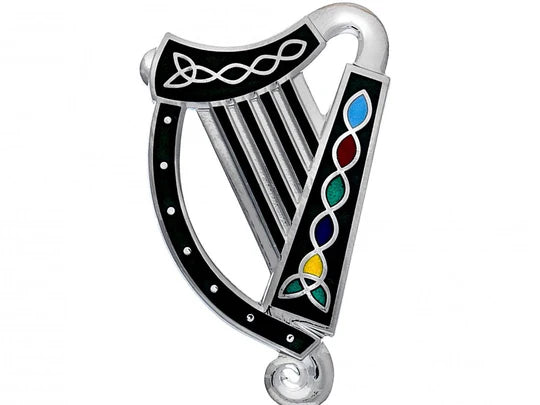 ENAMEL HARP BROOCH
