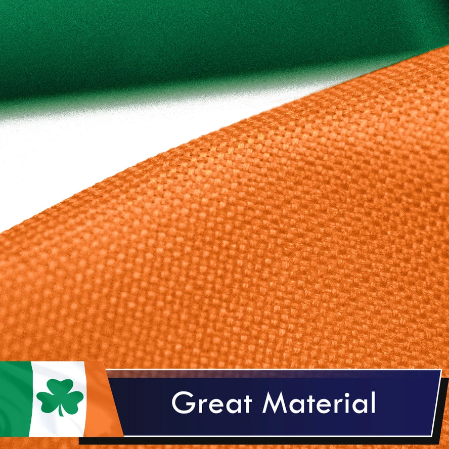 Ireland Tri Color Flag centered with a Shamrock