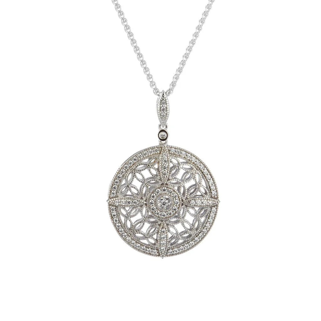 Silver Night & Day Reversible Compass Pendant