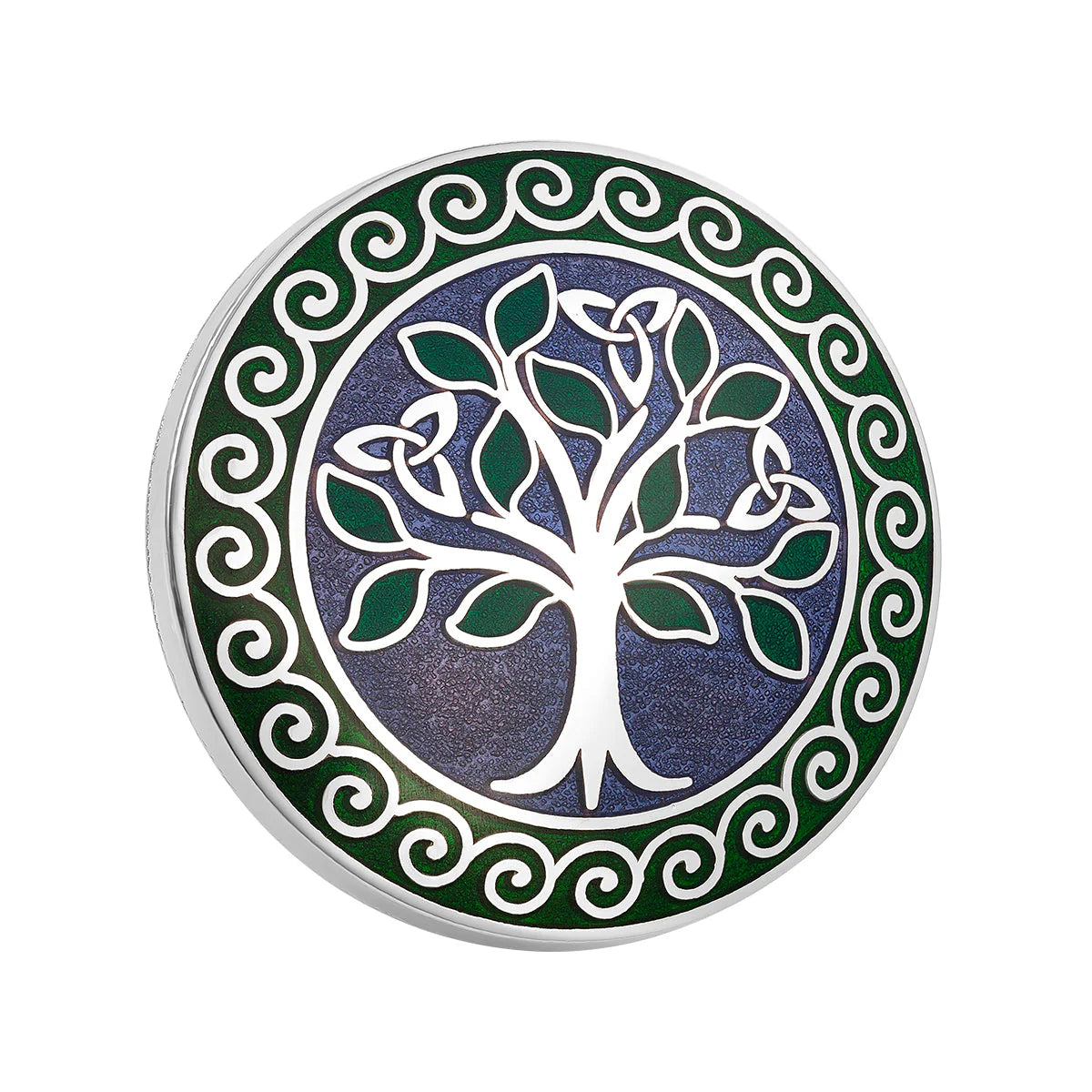 Rhodium BOK Enamel Tree Of Life Brooch
