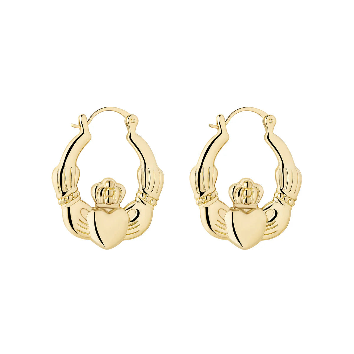 Solvar Gold Plated Large Claddagh Creole Earrings