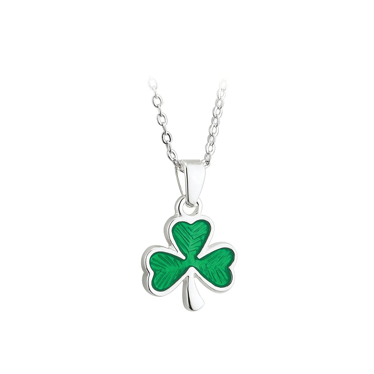 Solvar Silver Plated Enamel Shamrock Pendant