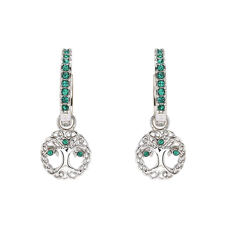 Sterling Silver Pearl/Crystal Tree of Life Earrings