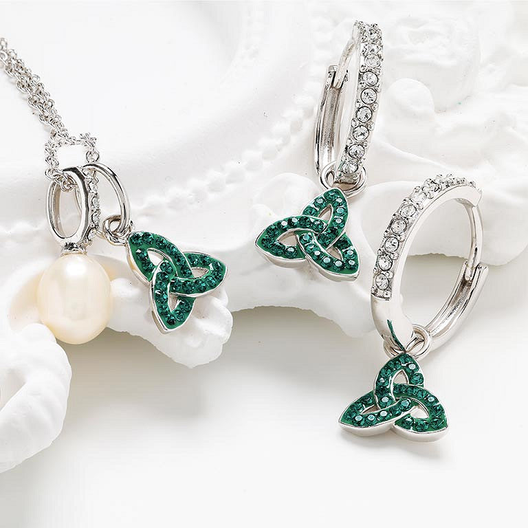 Shanore Sterling Silver Pearl/Crystal Trinity Earrings