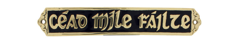 Liffey Artefacts Brass Wall Plaque Cead Mile Fáilte Black Med