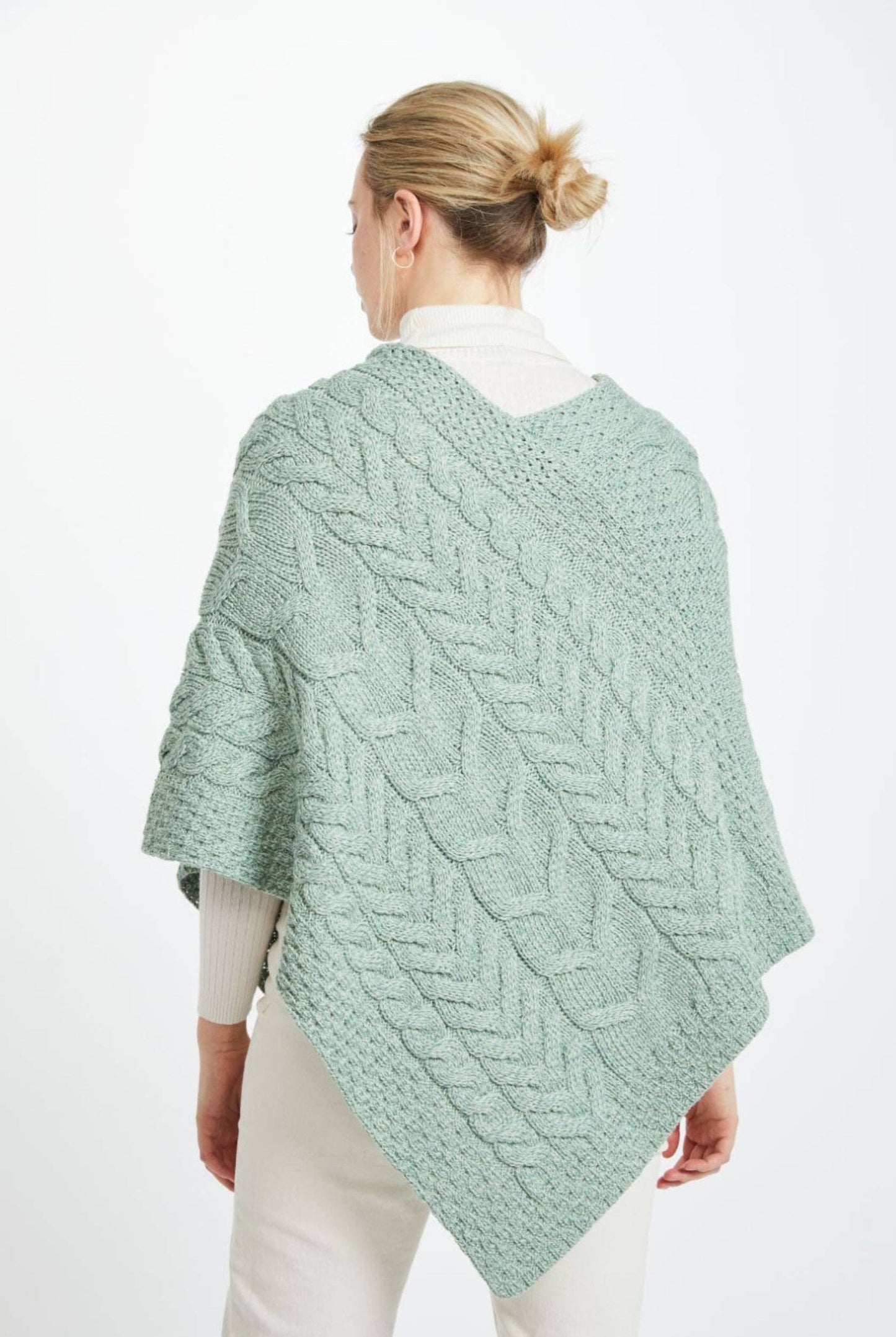 Aasleagh Falls Ladies Aran Poncho-Mint