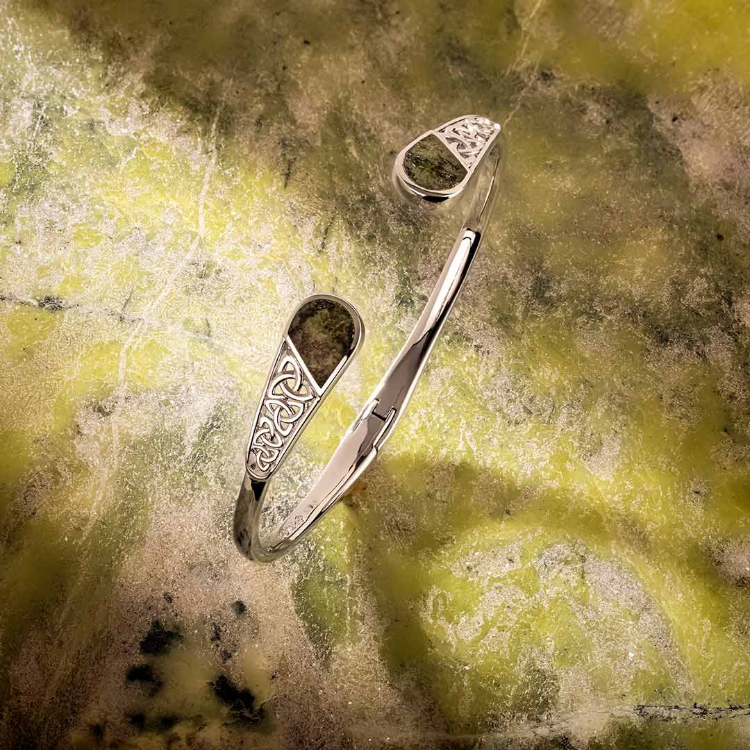 Silver Connemara Marble Trinity Knot Bangle