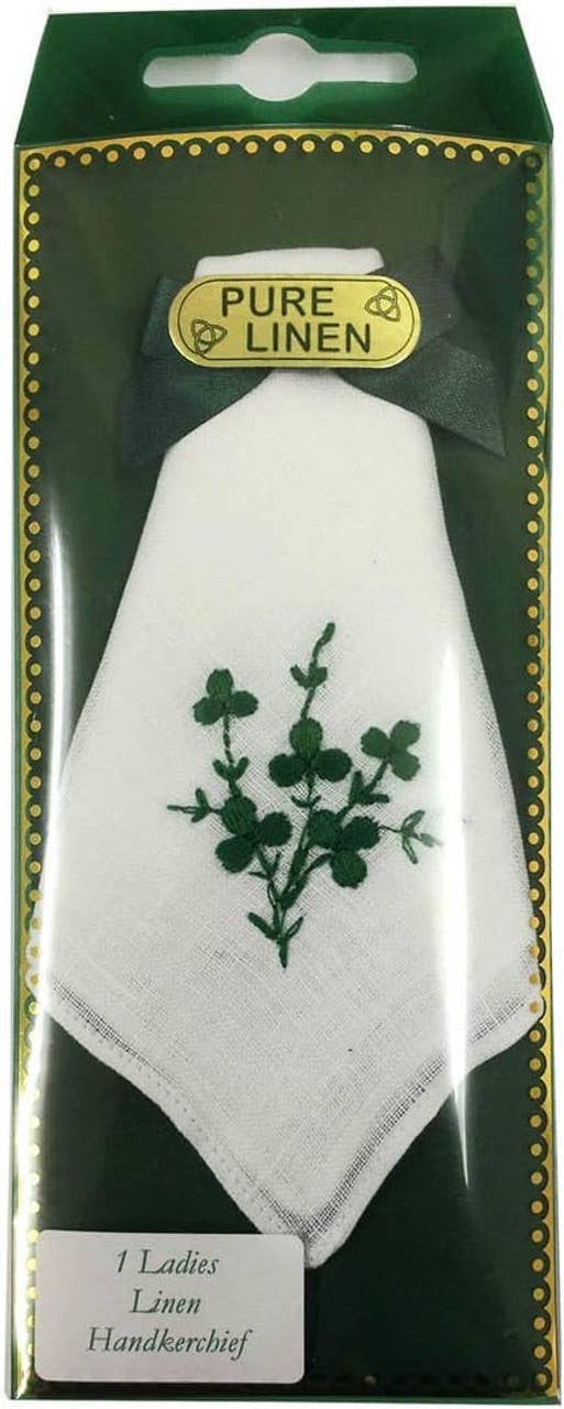 Green Embroidered Shamrock Handkerchiefs
