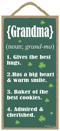 Grandma 5" x 10" wood sign with Irish theme, shamrocks