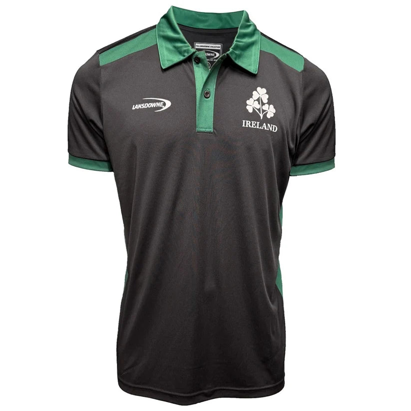 Lansdowne Ireland Shamrock Performance Polo Shirt in Black & Green