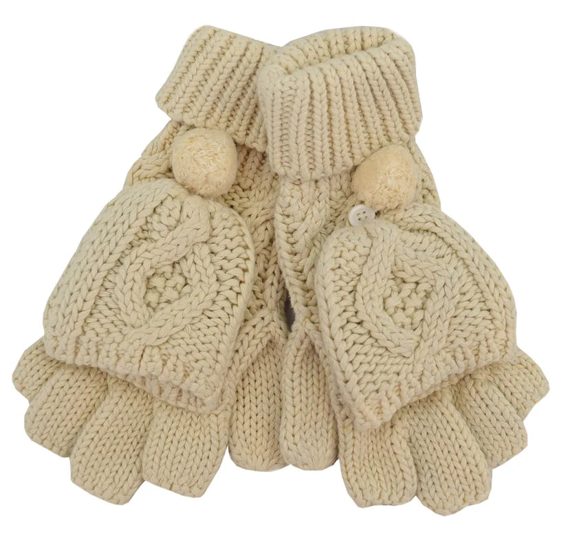 Patrick Francis Fingerless Aran Cable Mittens