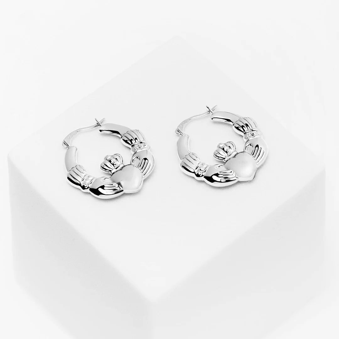 Chunky Claddagh Hoop Earrings