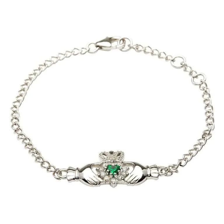 Shanore Silver Claddagh stone set bracelet