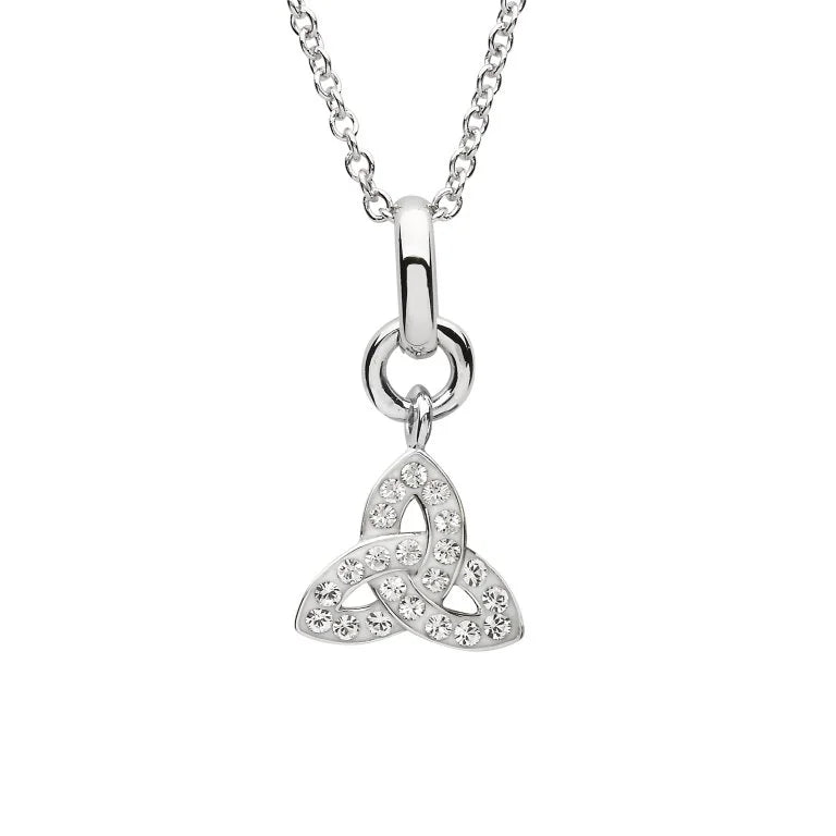 Shanore Silver Crystal Set Trinity Knot Pendant