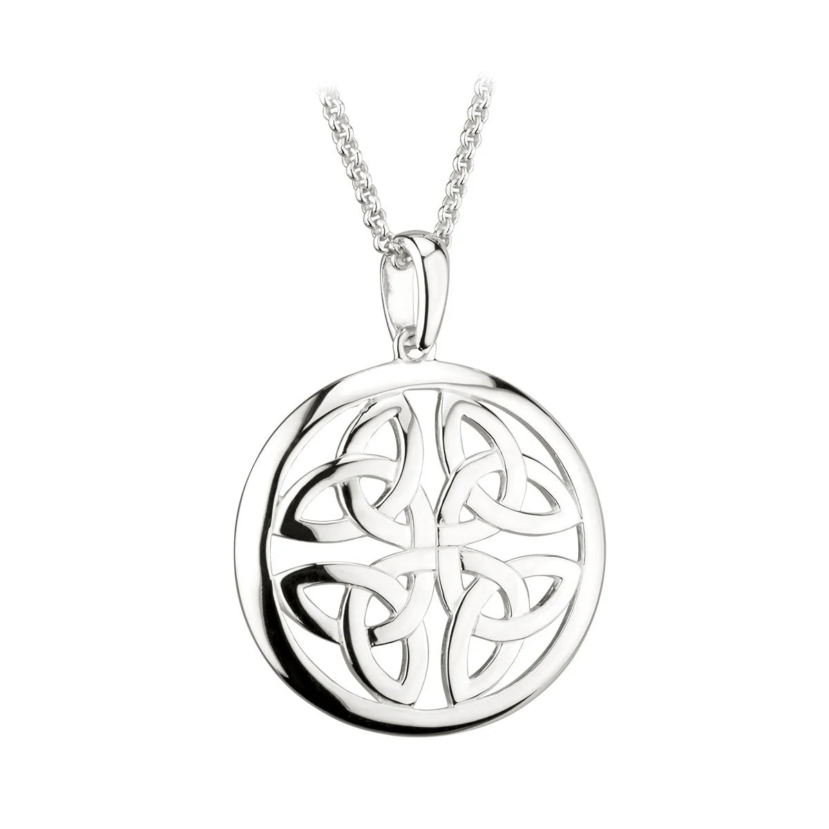 Solvar Sterling Silver Round Four Trinity Knot Pendant
