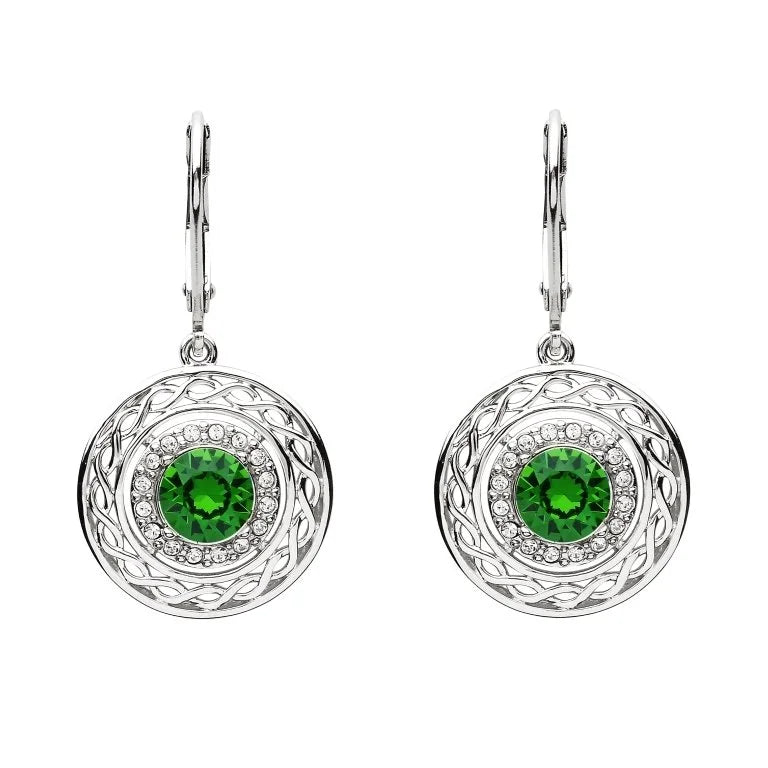 Shanore Sterling Silver Celtic Halo Earrings Adorned With Crystals