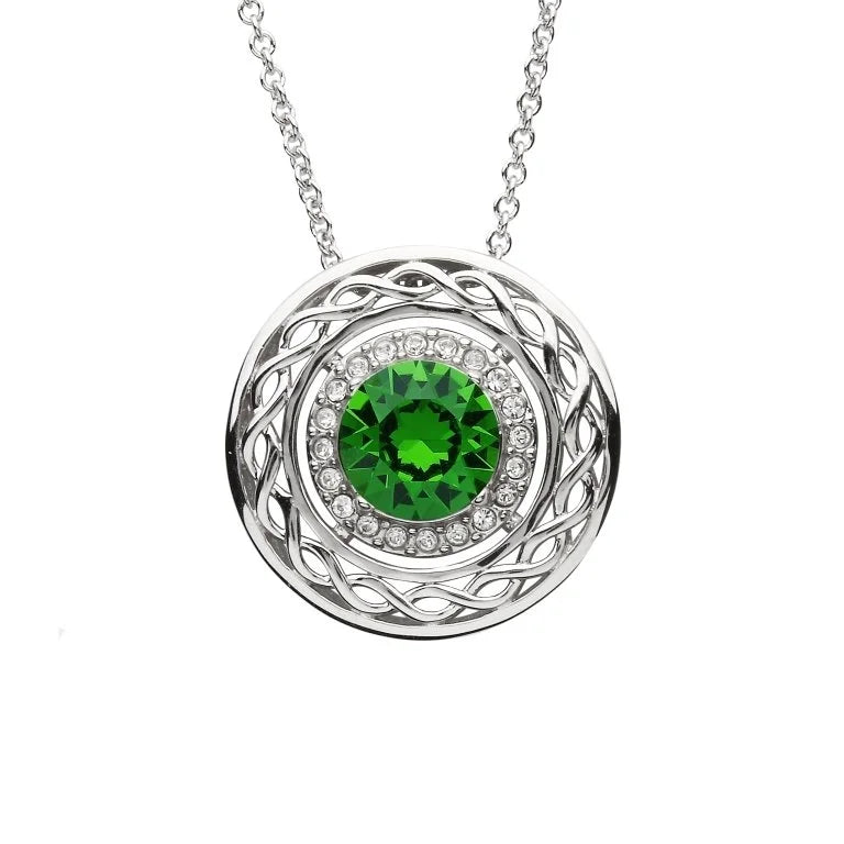 Shanore Sterling Silver Celtic Halo Pendant Adorned With Crystals