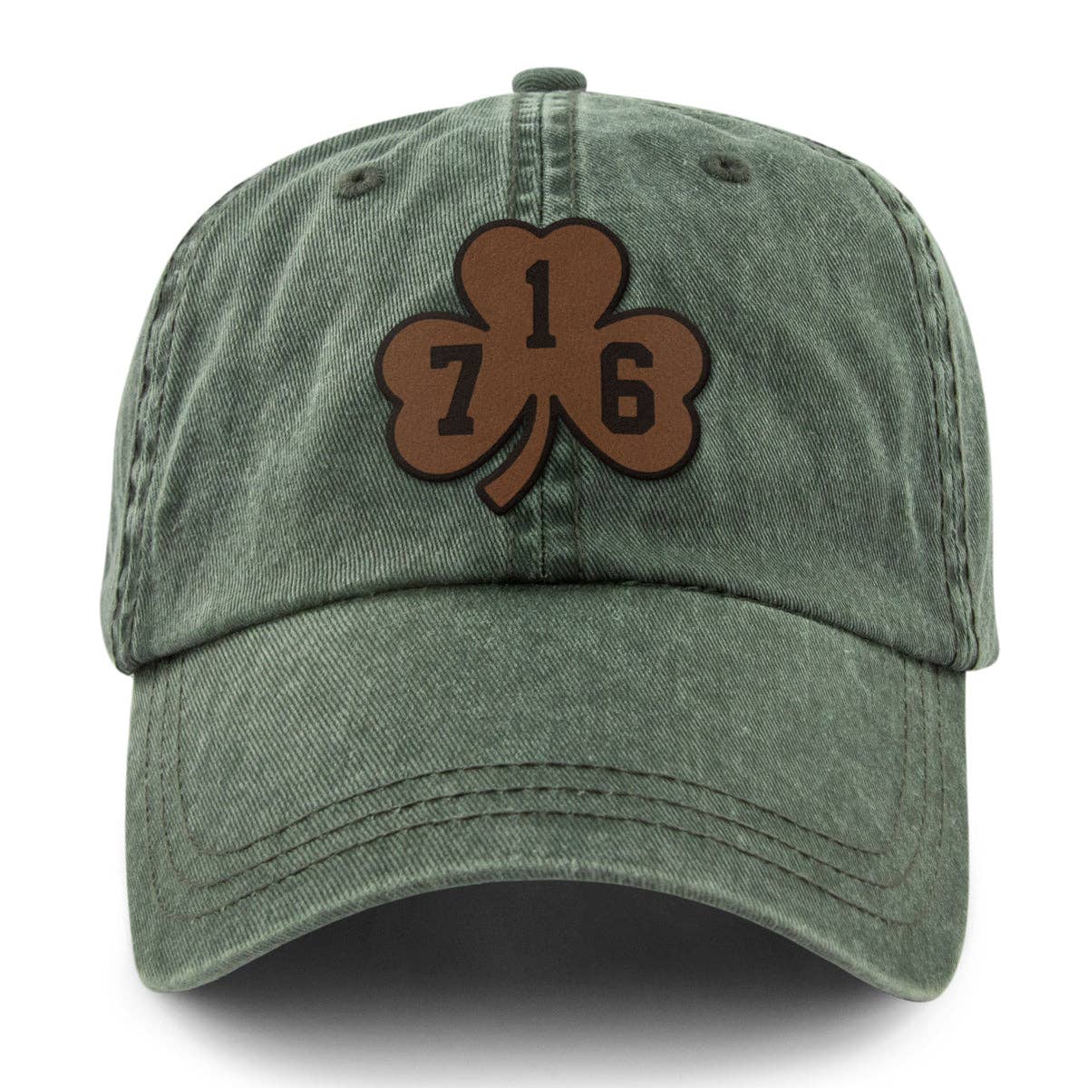 Buffalo 716 Shamrock Leather Patch Dad Hat