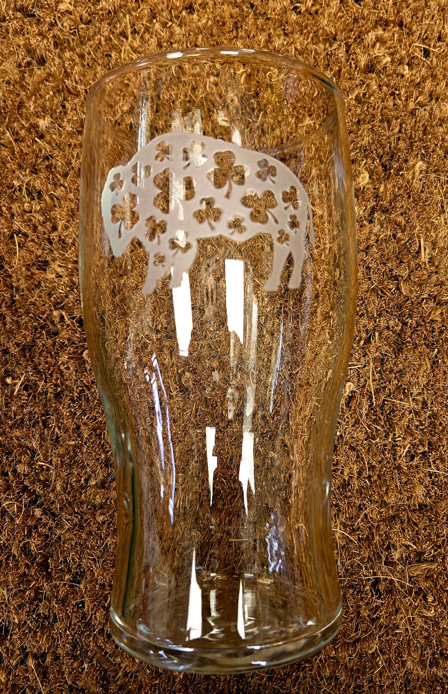 Buffalo Shamrock Etch Pub Glass-individual