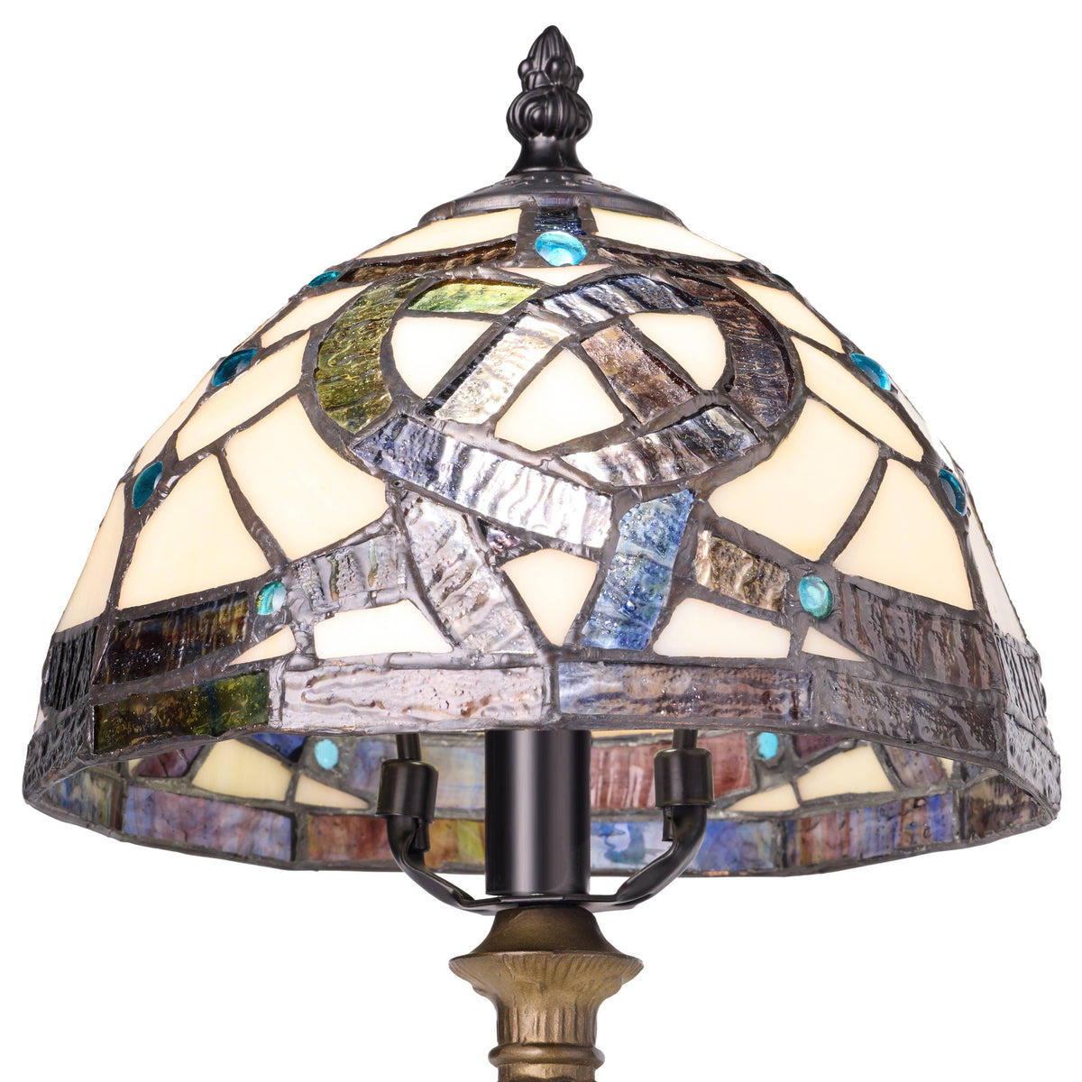 14" Celtic Pathways Stained Glass Amber Table Lamp