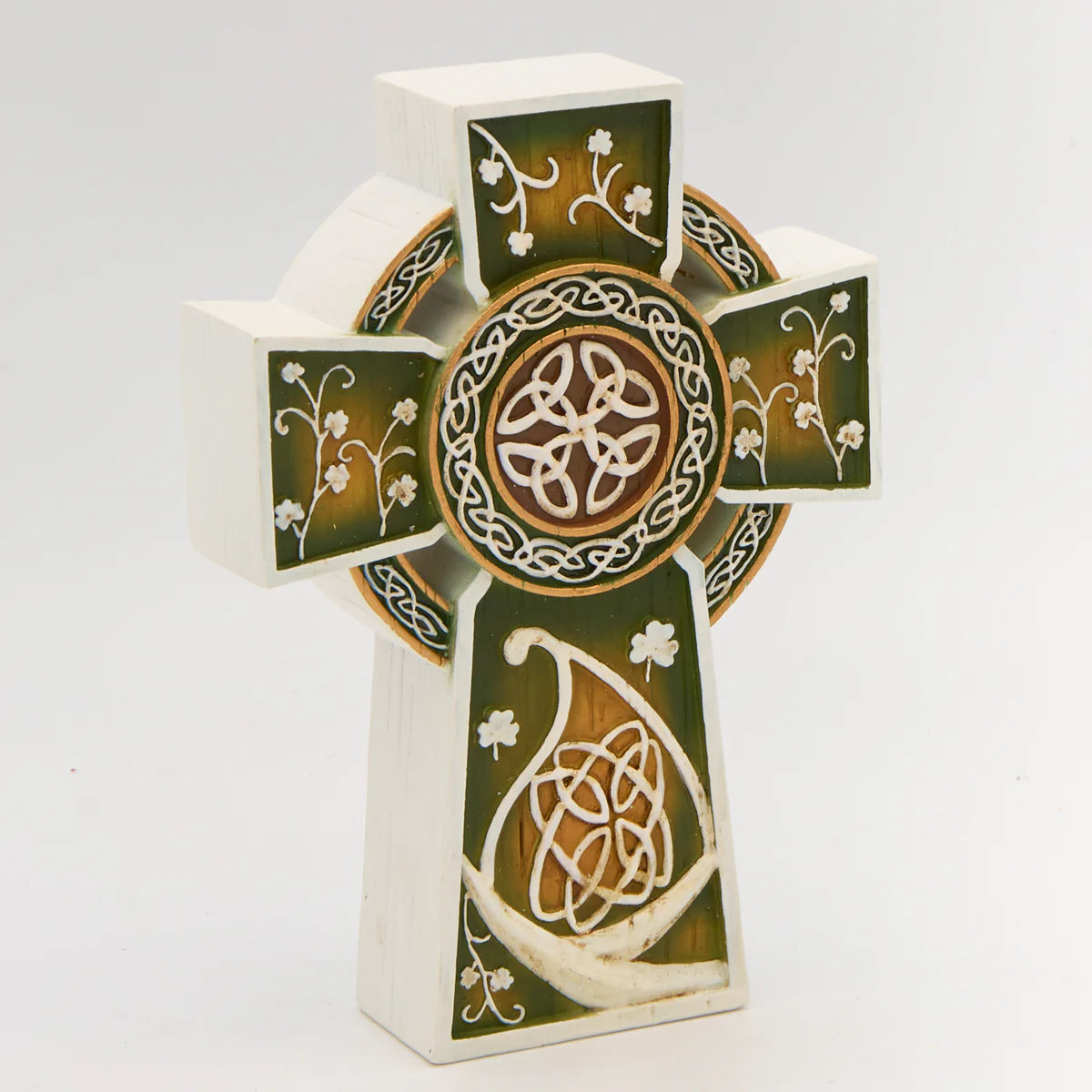 Woodcut-Style Celtic Tabletop Cross 7"