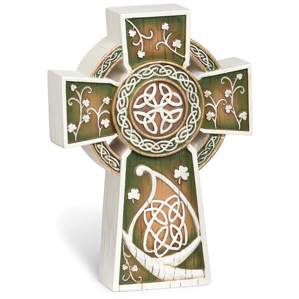 Woodcut-Style Celtic Tabletop Cross 7"