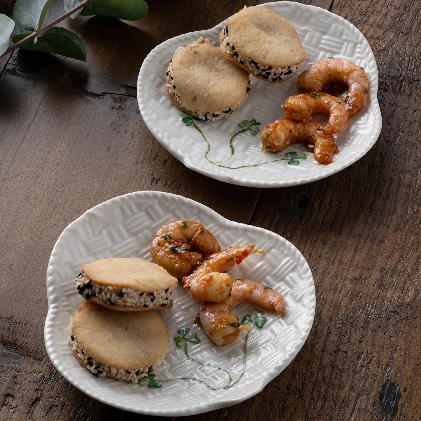 Belleek Classic Shamrock Canape Plate Set of 2&nbsp;