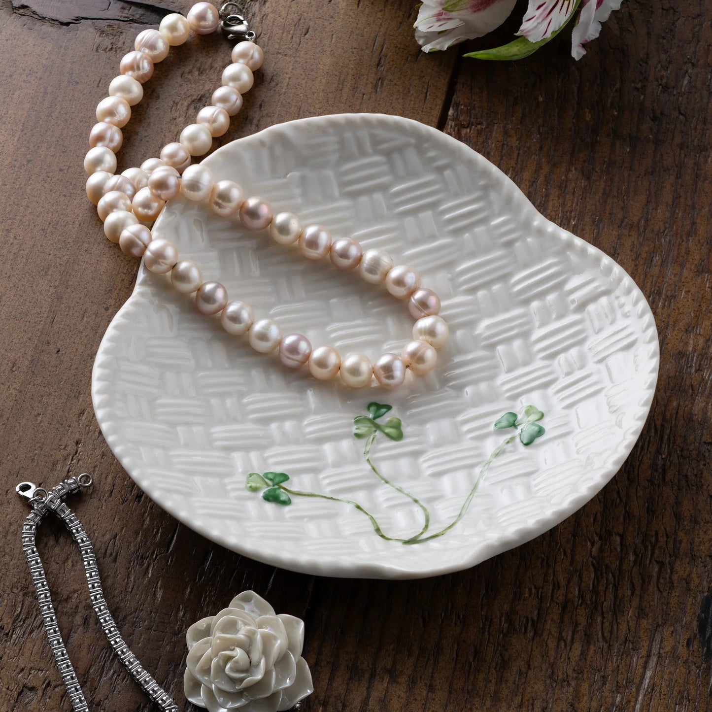 Belleek Classic Shamrock Canape Plate Set of 2&nbsp;
