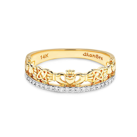 14kt Gold Lab Diamond Claddagh Ring