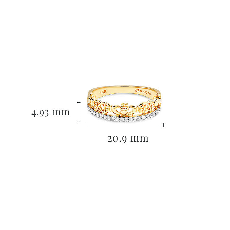 14kt Gold Lab Diamond Claddagh Ring
