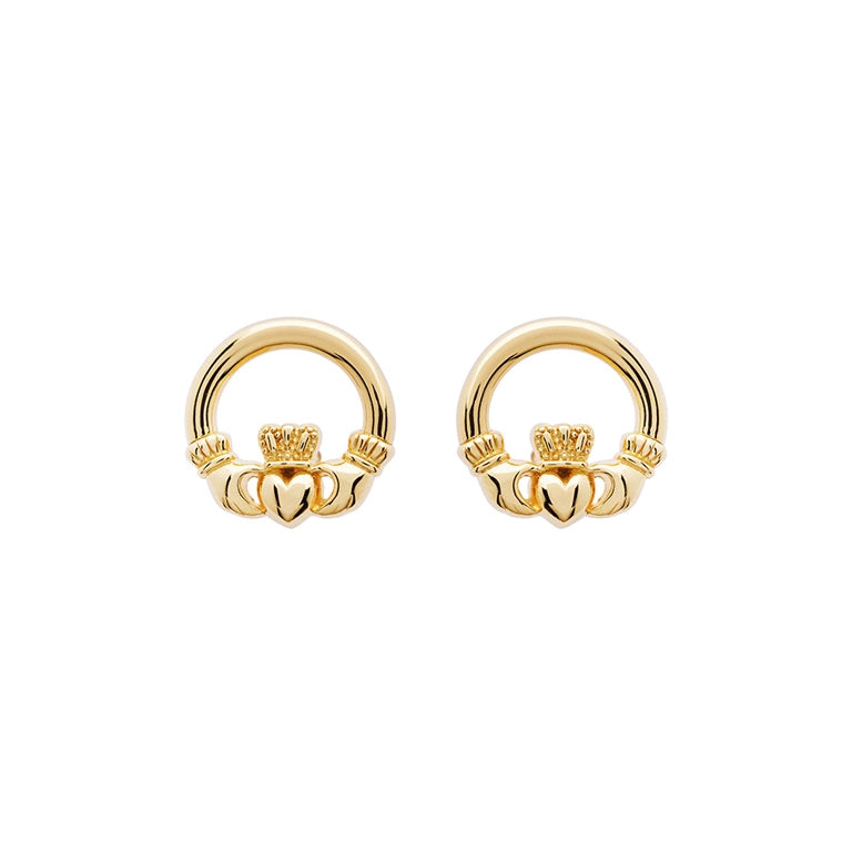 Shanore 14KT Gold Vermeil Stud Claddagh Earrings