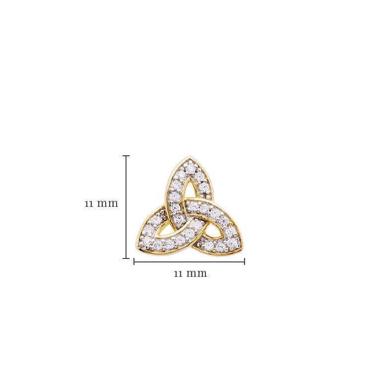 Shanore 14KT Gold Vermeil Stud Trinity Knot Earrings Adorned with White Cubic Zirconias