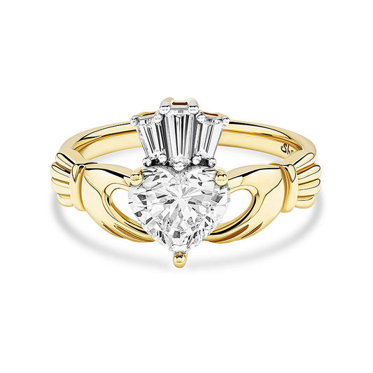 14kt Gold Lab Diamond Claddagh Ring