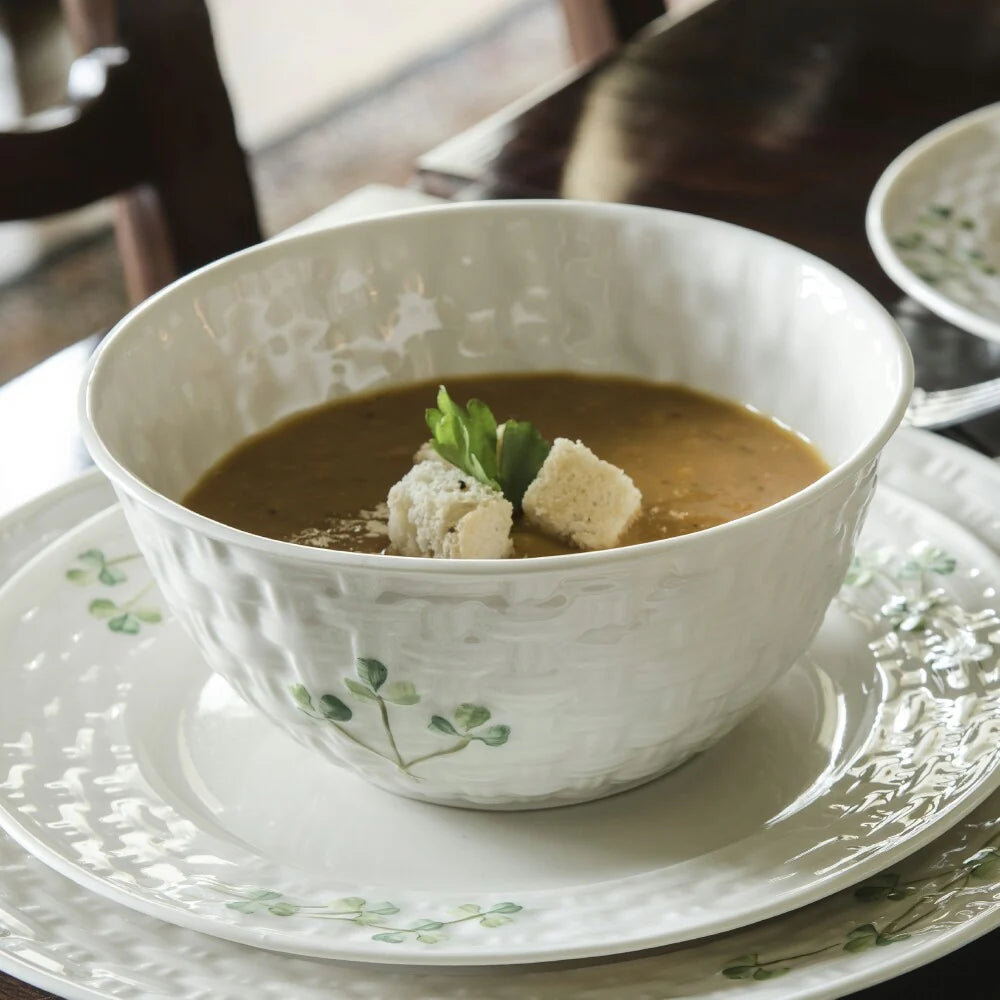 Handcrafted Belleek Classic Shamrock Tableware Bowl