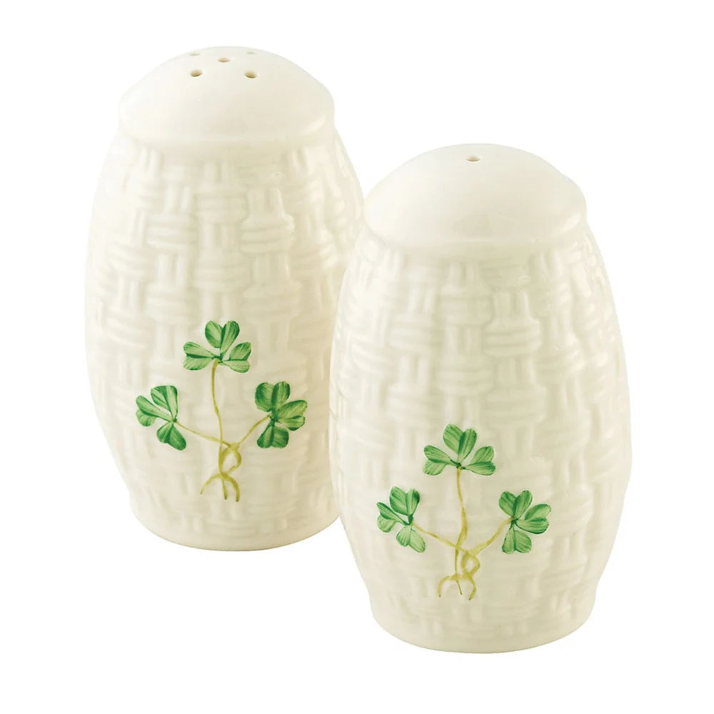 Belleek Classic Shamrock Salt &amp; Pepper Set