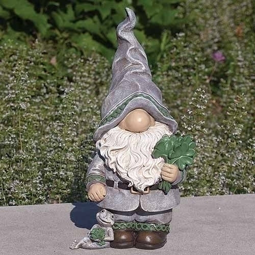 Irish Gnome With Shamrock 14" High