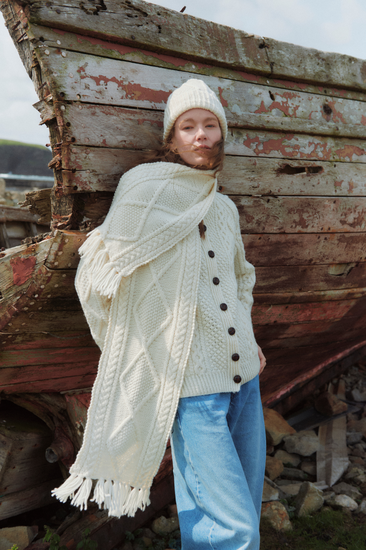 Kinard Aran Ski Hat - Cream