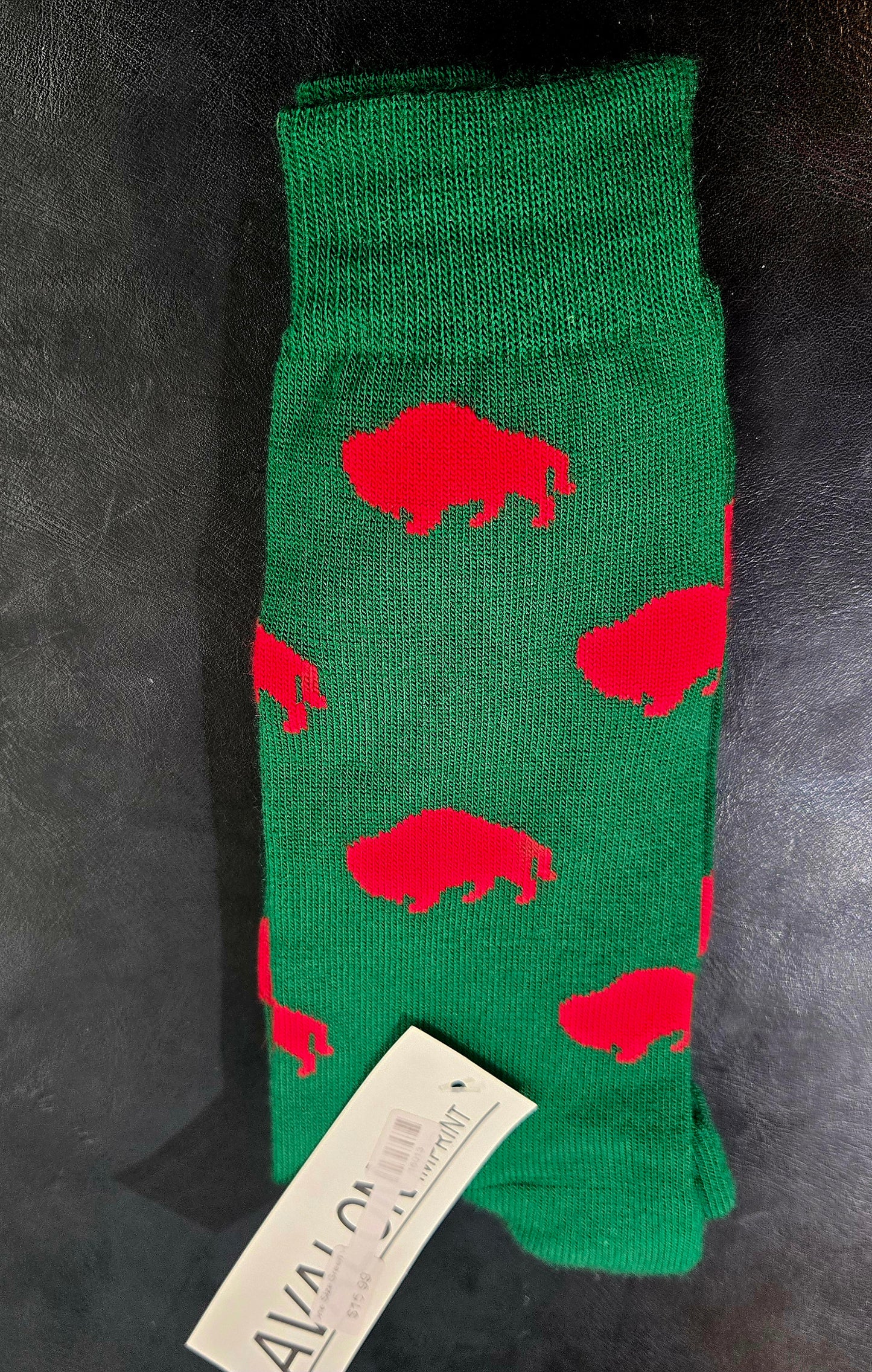 Buffalo Socks-Green w/Red Buffalo