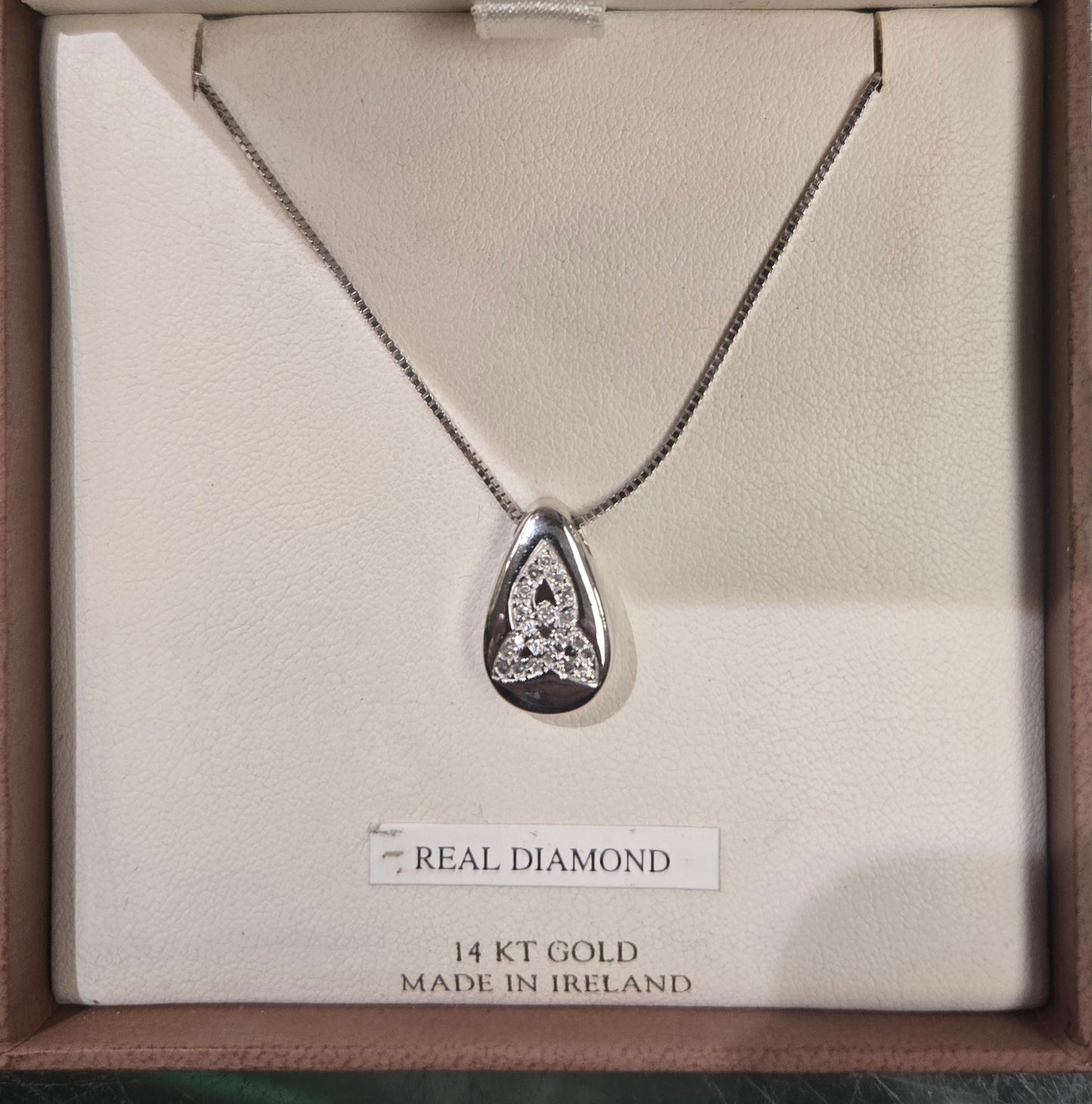 14KT White Gold Diamond Set Celtic pendant
