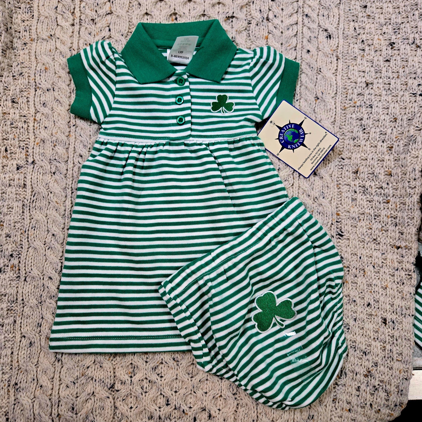 Creative Knitwear Striped Shamrock Dress with Bloomers