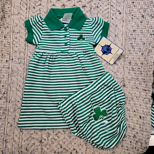 Creative Knitwear Striped Shamrock Dress with Bloomers