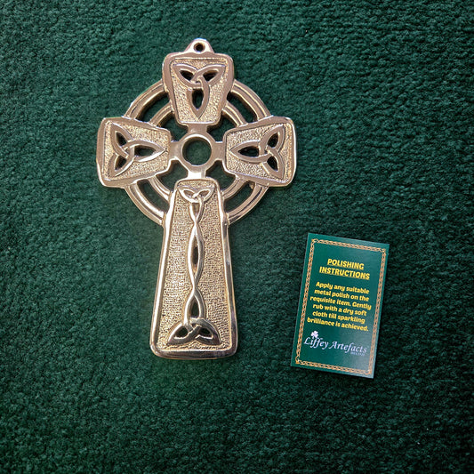 Brass Celtic Cross with Trinity Cut Outs