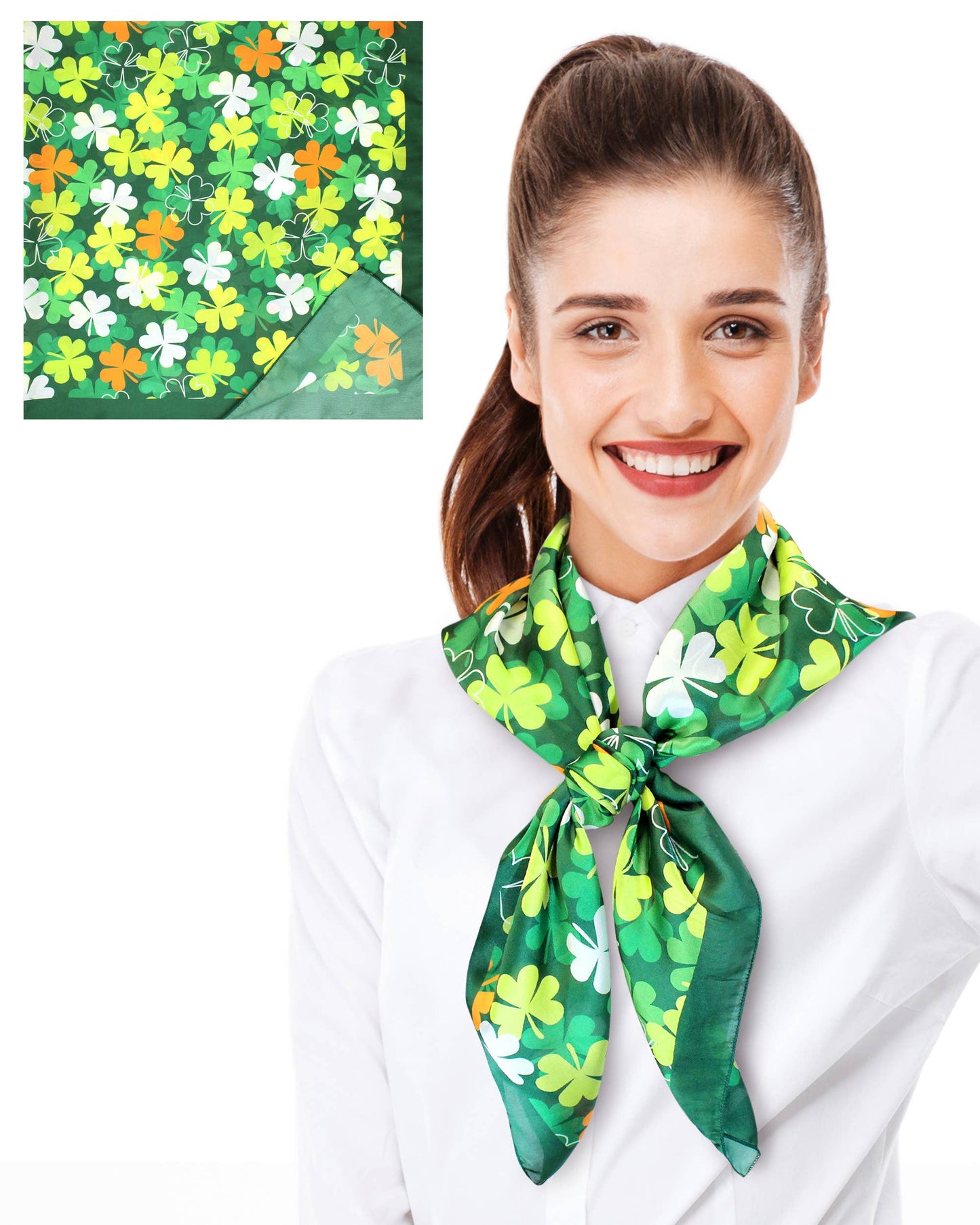Multi Shamrock 35" x 35" Square Silk Feel Scarf